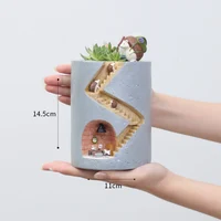 

Roogo 2019 resin hedgehog stone garden flower pot