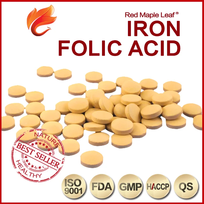 Folic acid Pills. MYVITAMINS Iron & folic acid железо и фолиевая кислота 90 табл.. Жевательные таблетки с витамином в марки Red Maple Leaf.