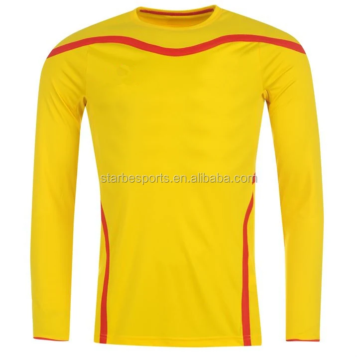

long sleeve dry fit soccer jersey yellow, Accept custom made color