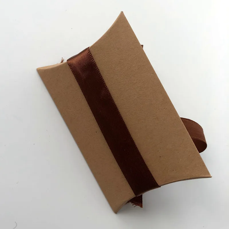 Low Price Recycled Brown Kraft Paper Pillow Box With Ribbon - Buy