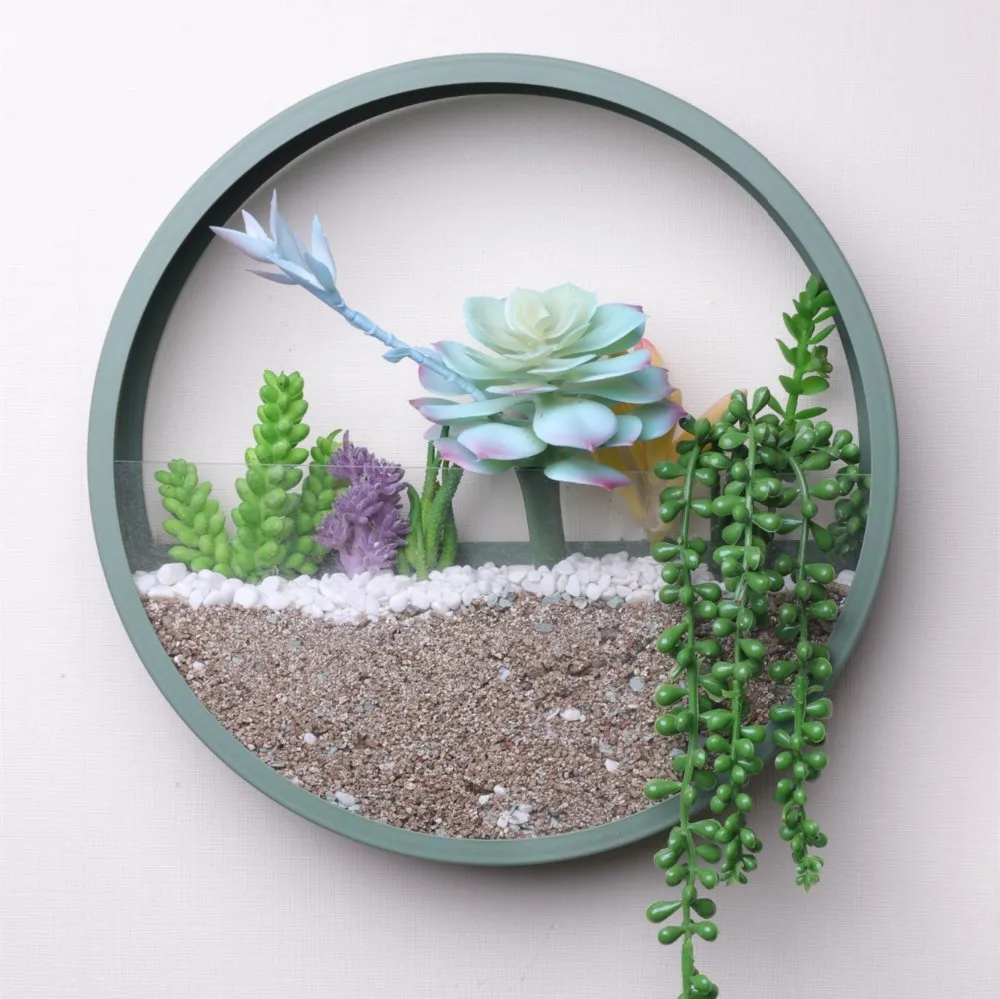 Iron Round Metal Wall Pot Flower Planter With Fiber Glass For Garden