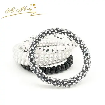 Wholesale Coils Elastic Large Curly Hair Tie Transparent Clear
