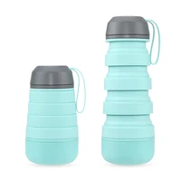 

High quality soft hand feel folding up silicone rubber collapsible water bottle with lid