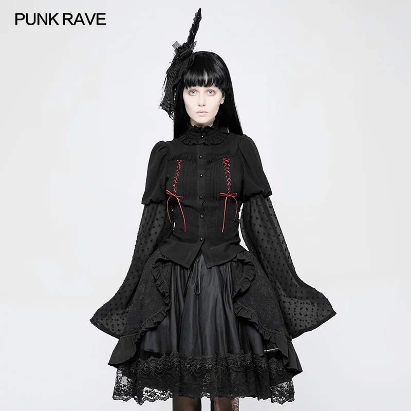 
WLY-075 PUNK RAVE Lolita Trumpet Sleeve Shirt sexy cosplay costumes for woman 