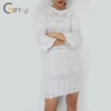 Giftu 86037# New Arrival Winter Bodycon Suit White Woman Cotton Sweater Twinset