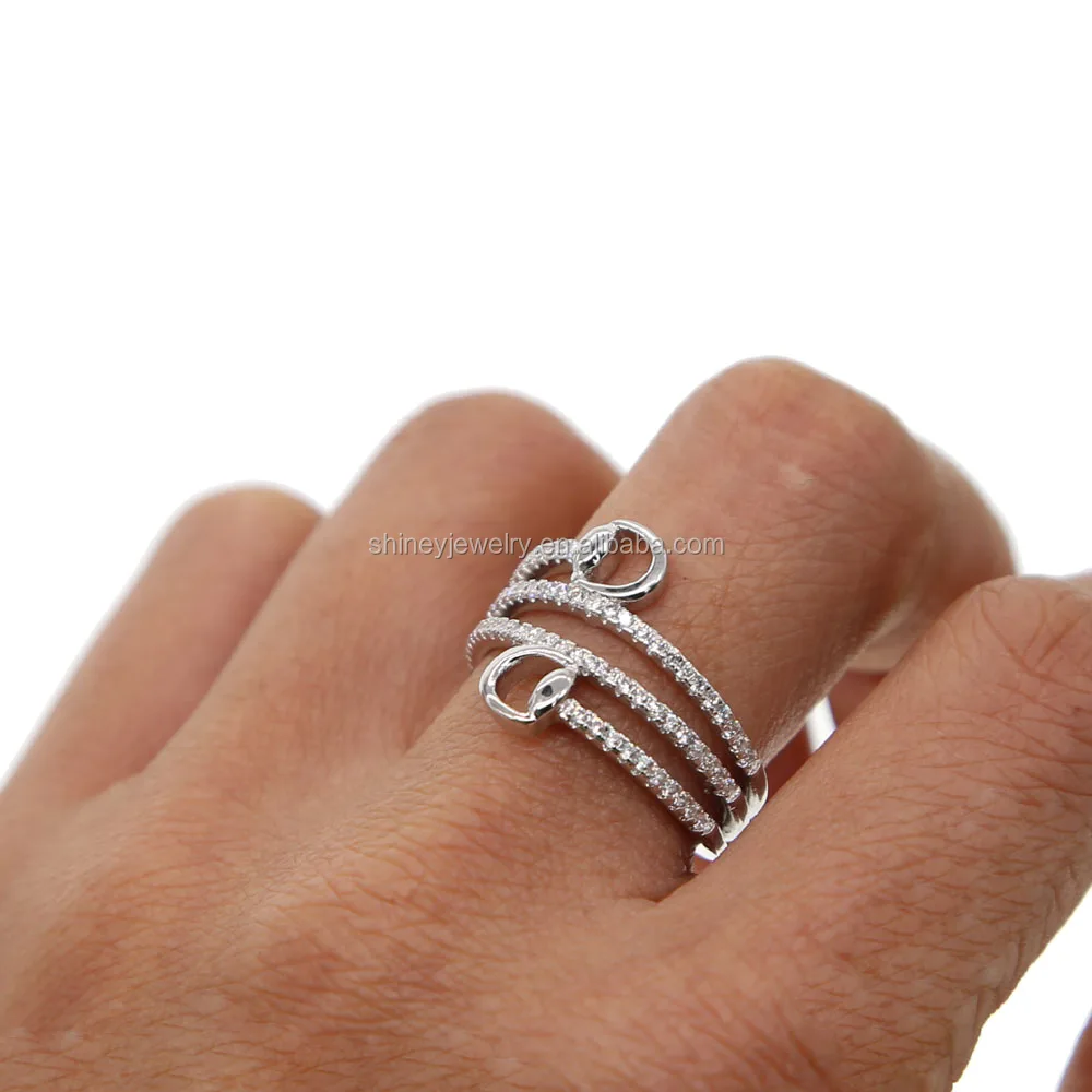 

18k 24k silver micro pave prong setting clear cz paved horse lover snaffle bit ring