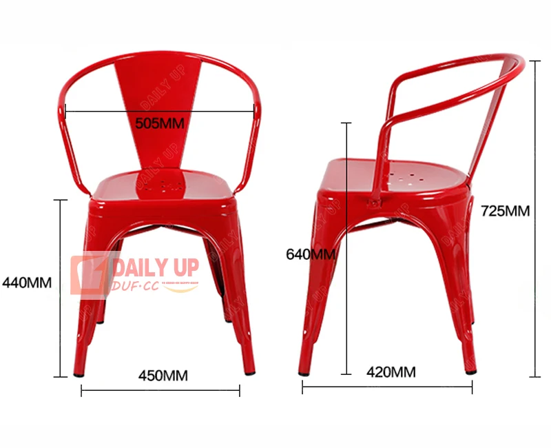 Balcony Bar Stool Chair with Padded Outdoor Metal Bar Chair Steel Stackable Metal Bar Stools