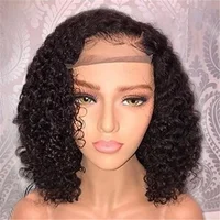 

Fake Scalp Black Women Curly Bob Wigs Peruvian Virgin Human Hair Lace Frontal Wigs With Baby Hair