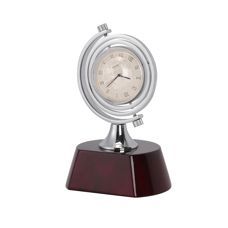 Glossy Wood Base  World Map  Clock,desktop alarm clock,table clock