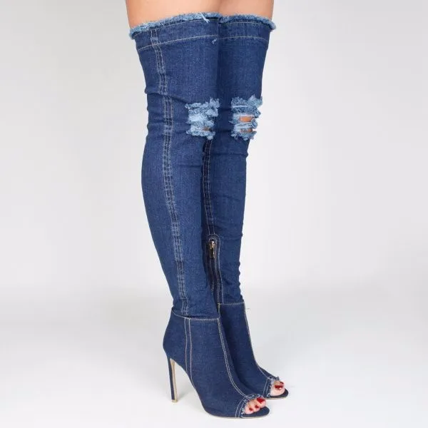 Women Long Boots Cut-out High Heels 