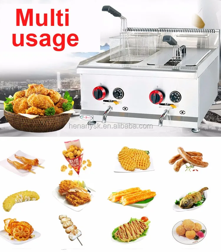 14L/Tanks*2 Stainless Steel Baskets Industrial Professional KFC LPG Gas Double 2 Fryers for French Potato Chips