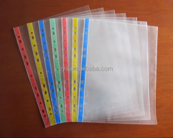 
wholesale 0.04 thickness 11 hole a4 clear waterproof document sheet protector for office stationery 