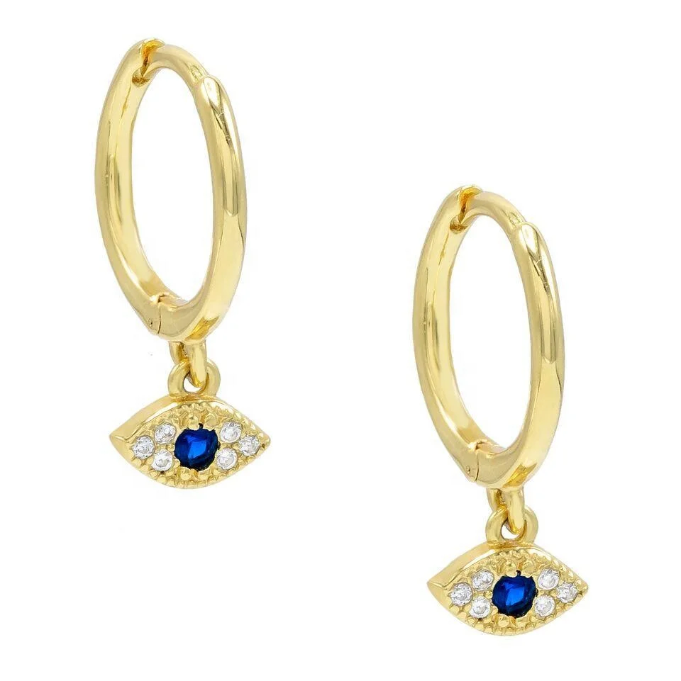

LOZRUNVE Dainty Jewelry New Design s925 Silver Gold Mini Evil Eye Hoop Earring