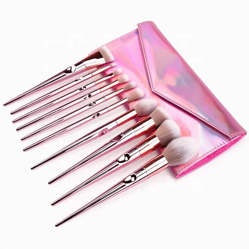 

Hot sell fashionable 10pcs makeup brushes cosmetics foundation make up brushes makeup brush set with shell cosmetic bag, 3 colors