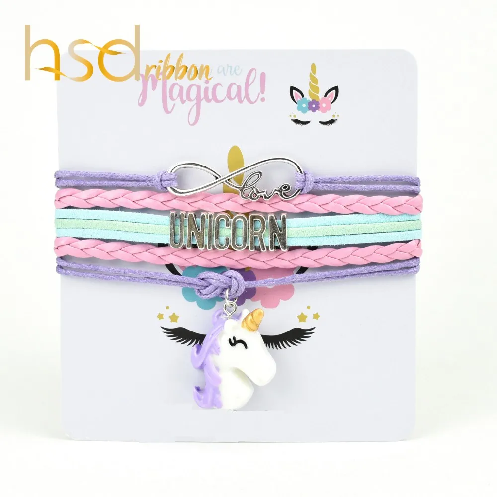 Hsdribbon Professional Custom Custom Unicorn Girl Kid Bracelets Weave