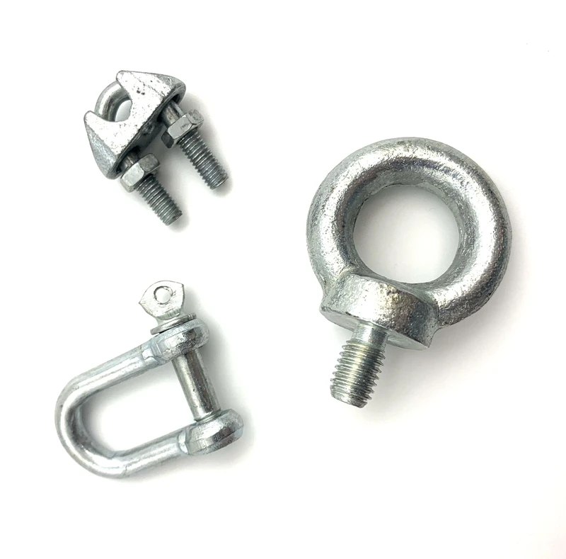 4mm Galvanised Simplex Steel Wire Rope Clamp + Thimble Clamps Grips Loop Eye