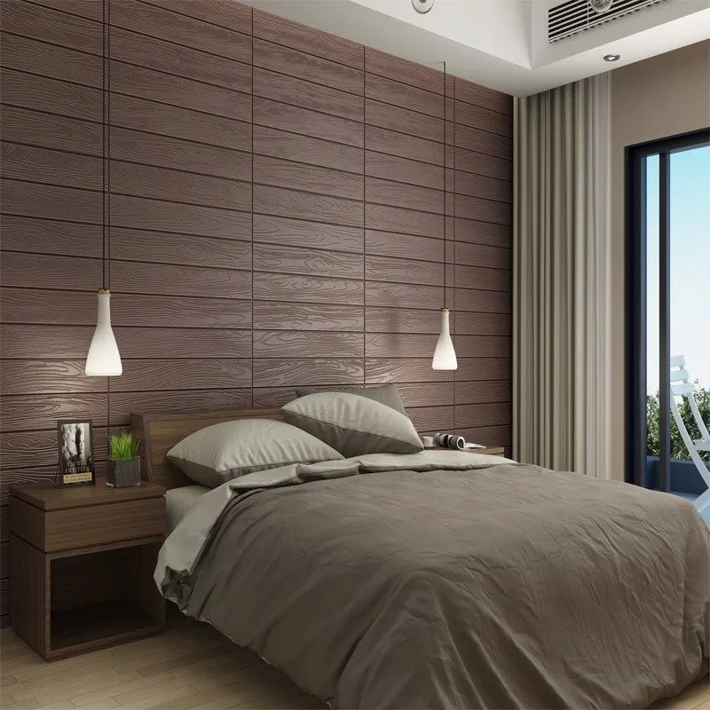 

3D PE Foam Wood pure pattern Wallpapers Art Home Room Wall Decor wall paper, 10 colors