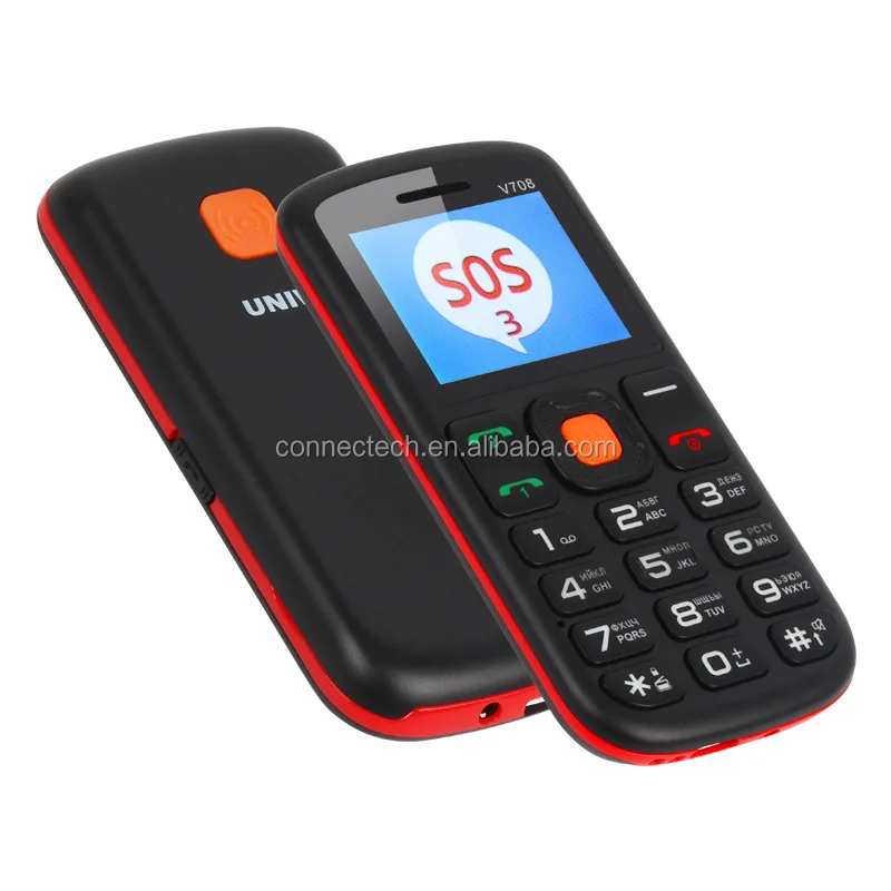

Hot Sale 1.77 Inch Dual SIM UNIWA V708 Big Button SOS Function Feature Old man mobile Phone, N/a