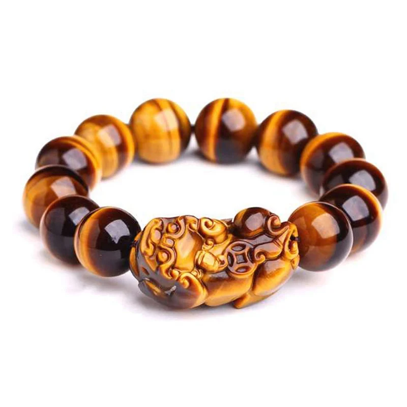 

2018 Lucky Unisex Accessories Natural Stone Pixiu Charm Tiger Eye Bracelet