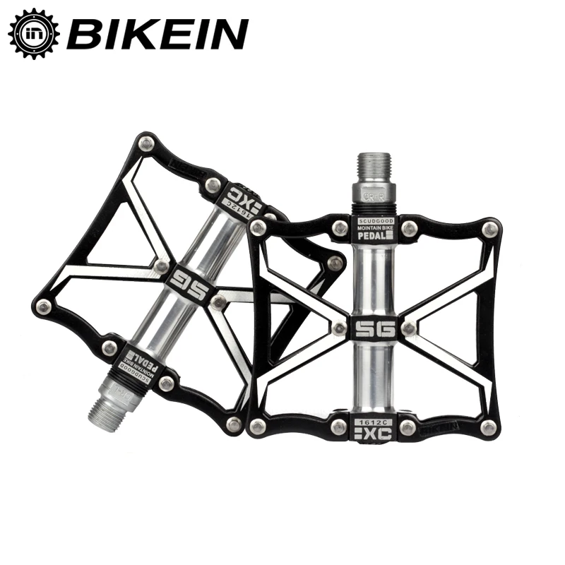 

BIKEIN Outdoor Sports MTB Cycling Bike Pedals 3 Sealed Bearing CNC Aluminum Bicycle 9/16 Inch Flat Pedals Mountain Bike Parts, Red/gold/blue/titanium/black