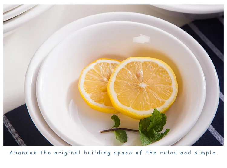 Hospitality Pure White Ceramic Hotel Restaurant Korean Style Salad Bowl