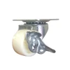 1.5 inch small white ABS swivel furniture locking brake caster wheel with square bottom plate