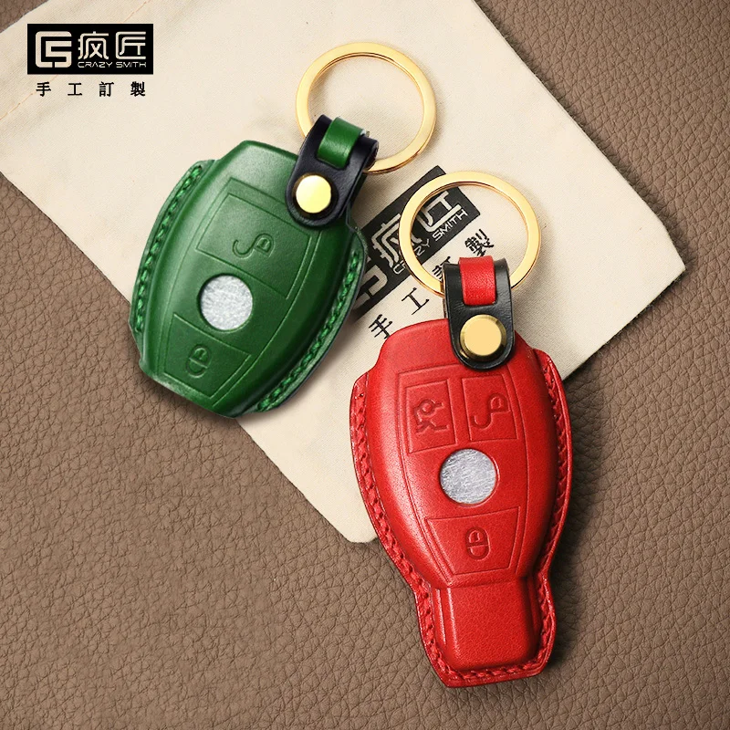 

Factory Custom Handmade Top Quality Stainless Steel Accessories & Cowhide Car Key Cover Case Leather for Benz C200 GLA glc GLE S, 17 color available