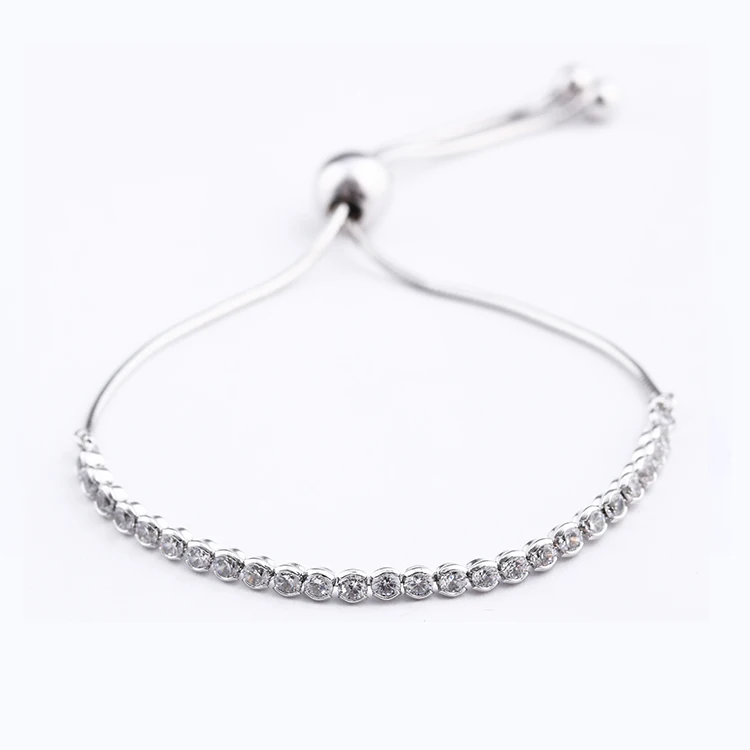 

925 sterling silver shrinkable full diamond bracelet