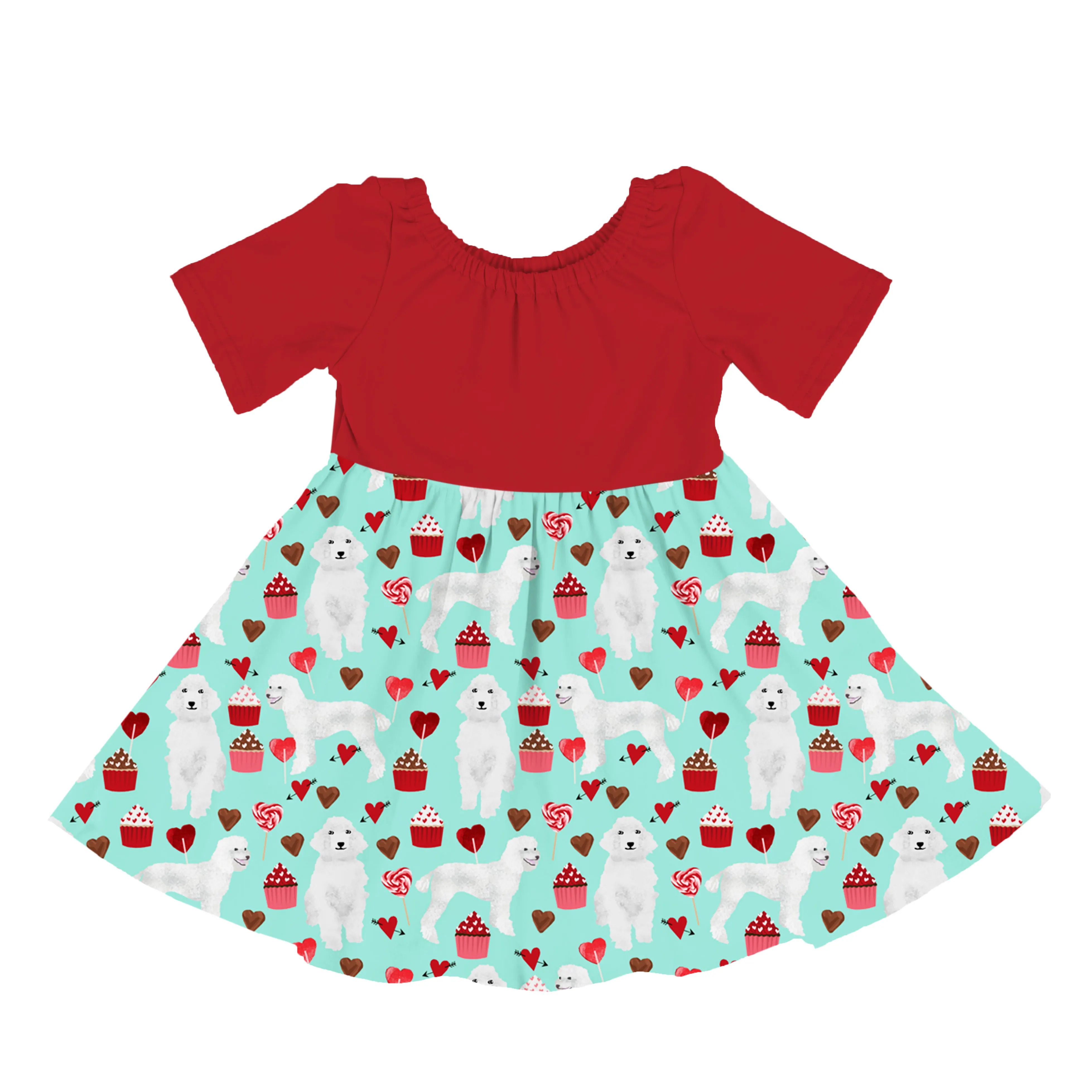 

Girl Blousebaby valentine Baby Dress Girls Printed Love Puppy Heart Baby Dress Splice Baby Girls Dress Designs, Picture