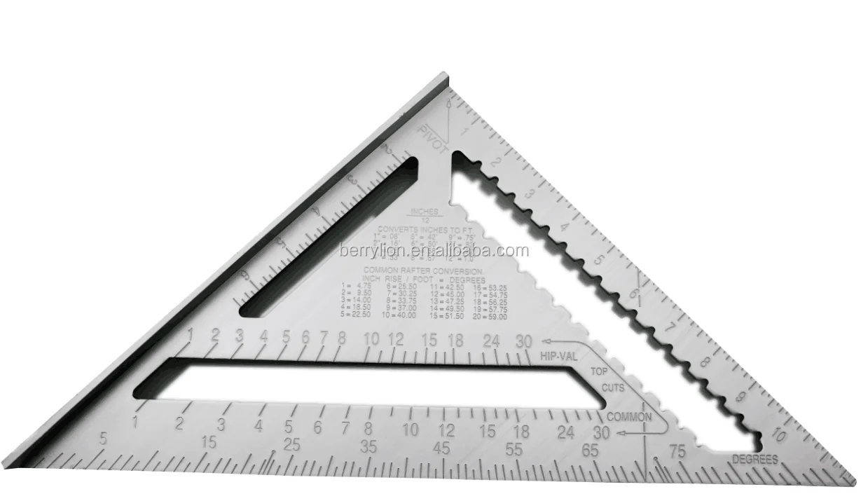 Berrylion 300mm Stainless Steel Heavy Duty Triangle Ruler High Accurate