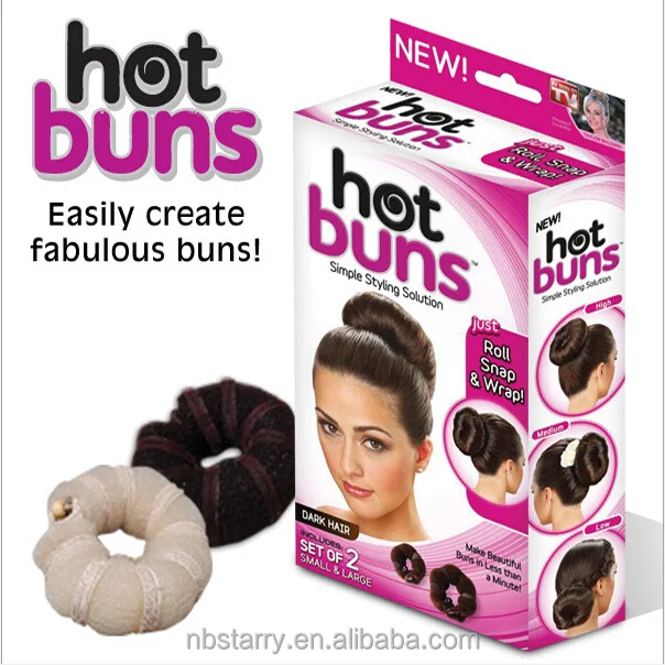 

New launched Brown/Beige DIY Wholesale Retail Pure Handwork Knitted Nylon Button Hot Buns as Seen on TV Hair Donut Maker