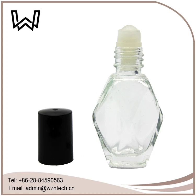 10ml(1/3 oz)Diamond,rhombus shape roll on glass bottle with cap&ball