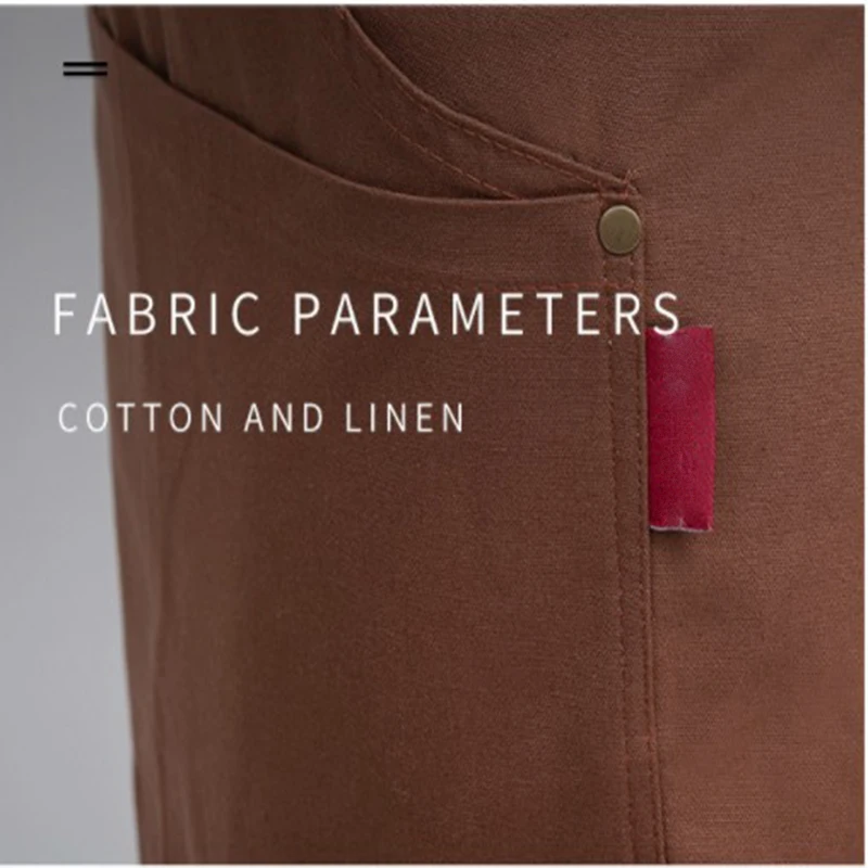 
Hot Sale Wholesale Waterproof Cotton Work Apron With Pockets Barista Kitchen Apron 