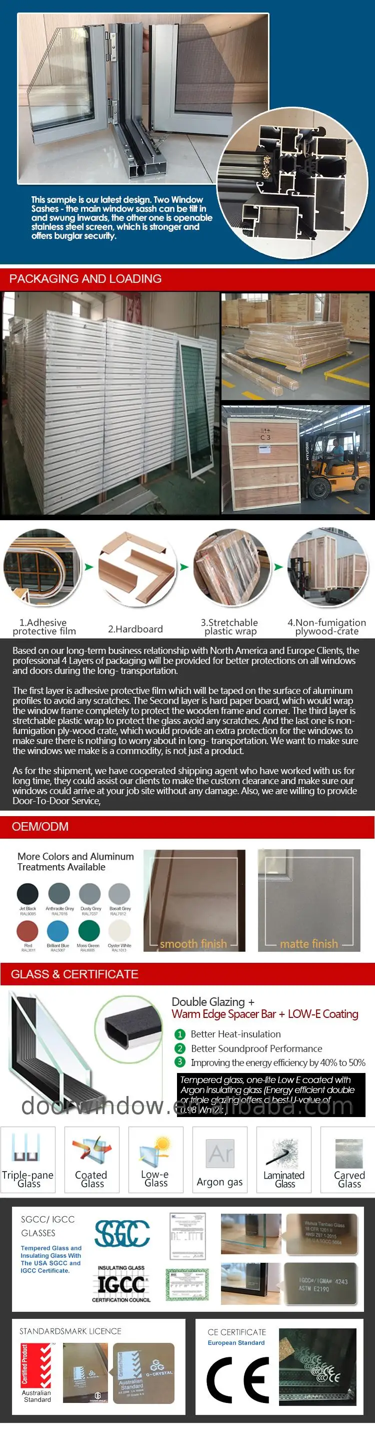 High quality casement window price for villa foshan factory extrusion aluminium profile