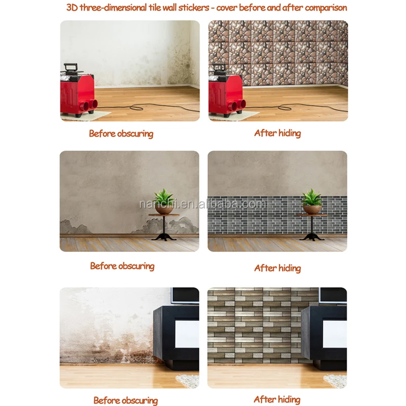 3d Stereo Stone Brick Wall Panel Sticker For Home Living Room