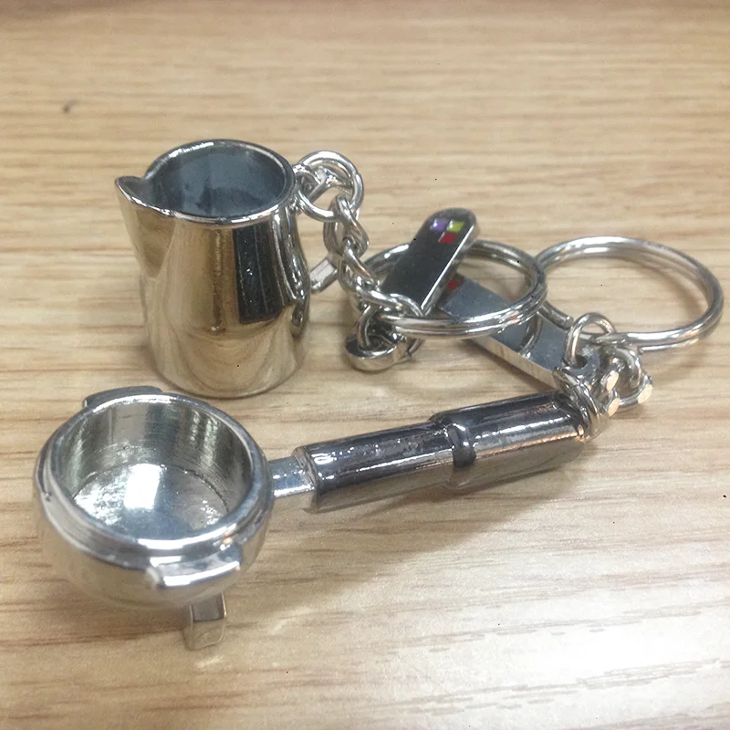 
Customized Mini Coffee Tamper shaped coffee Zinc Alloy Keychain 