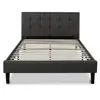 Leather upholstered platform bed Button Tufted headboard Queen