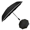 Fashion safety night trip 3 fold metal frame reflective umbrella