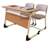 Wood Table With Plastic Chair, Student Double Desk Chairs, Classroom Study Table And Chairs