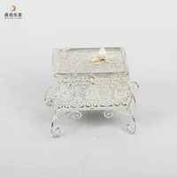 

Modern elegant small rectangular cut out metal jewelry trinket box