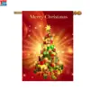 Christmas Day's Theme Garden Flag Red Merry Presents Tree House Flag With 100D Polyester