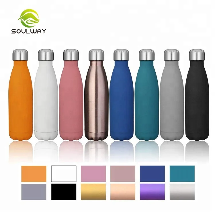 

Whole sales 500ml 750ml 1000ml spray paint double wall stainless steel water bottle, White , black, silver, gold, pink ,red, blue and ect