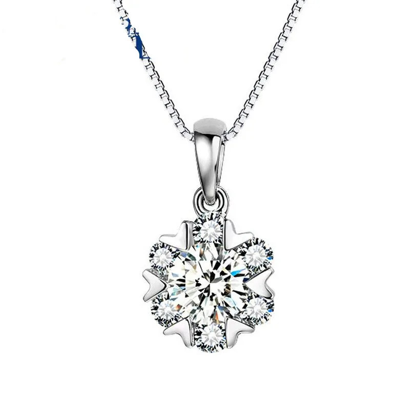 

Tryme Fine jewelry genuine 925 Sterling Silver Snowflakes zircon pendant necklace+ 45cm chain Free shipping, N/a