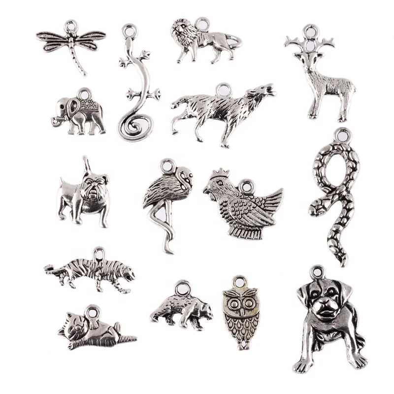 

Mixed DIY Antique Animal Themes Pendants Charms for Crafting,Bracelet Necklace Jewelry Findings Jewelry Making Accessory, Antique silver