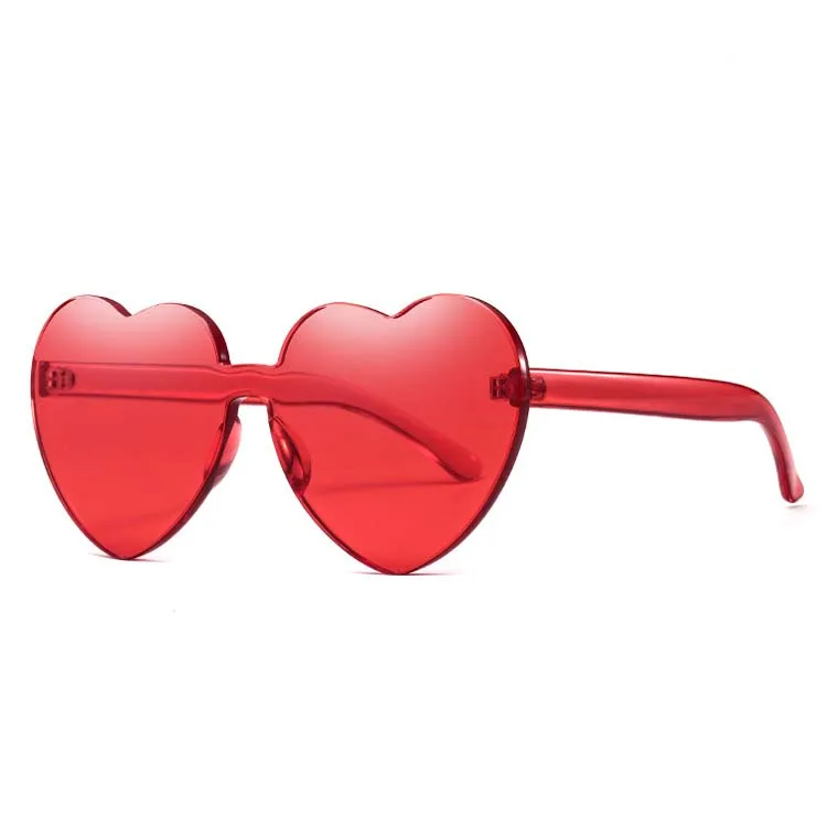 

2019 Newest Wholesale Candy Color Peach Heart Shaped Clear Pc Frame Outdoor Ladies Shades Summer Sunglasses, As the picture shows
