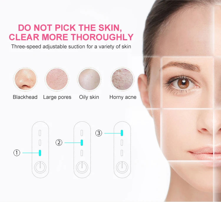 Portable skin care facial nose electric ultrasonic acne pore cleaner vacuum blackhead suction remover