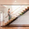 Australia standard internal structure support straight Stairs with timber stairs glass balustrade