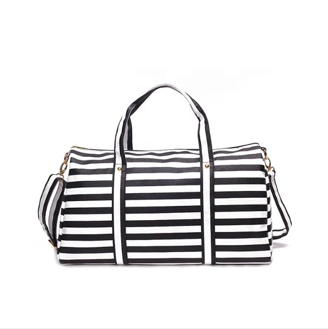 

Fashion Waterproof Large Capacity Stripe Ladies Bag for Women Luggage Duffle Tote Shoulder Travel Bag, As shown or customized colors