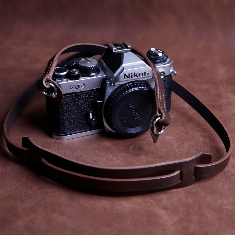 

Handmade Band camera strap leather hand strap with metal quick release plate, Coffee