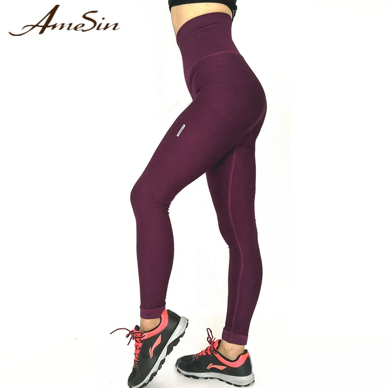 

AMESIN YLP028 Reflective Logo Design Your Own Activewear Exercise Leggings, Grey black dark red navy